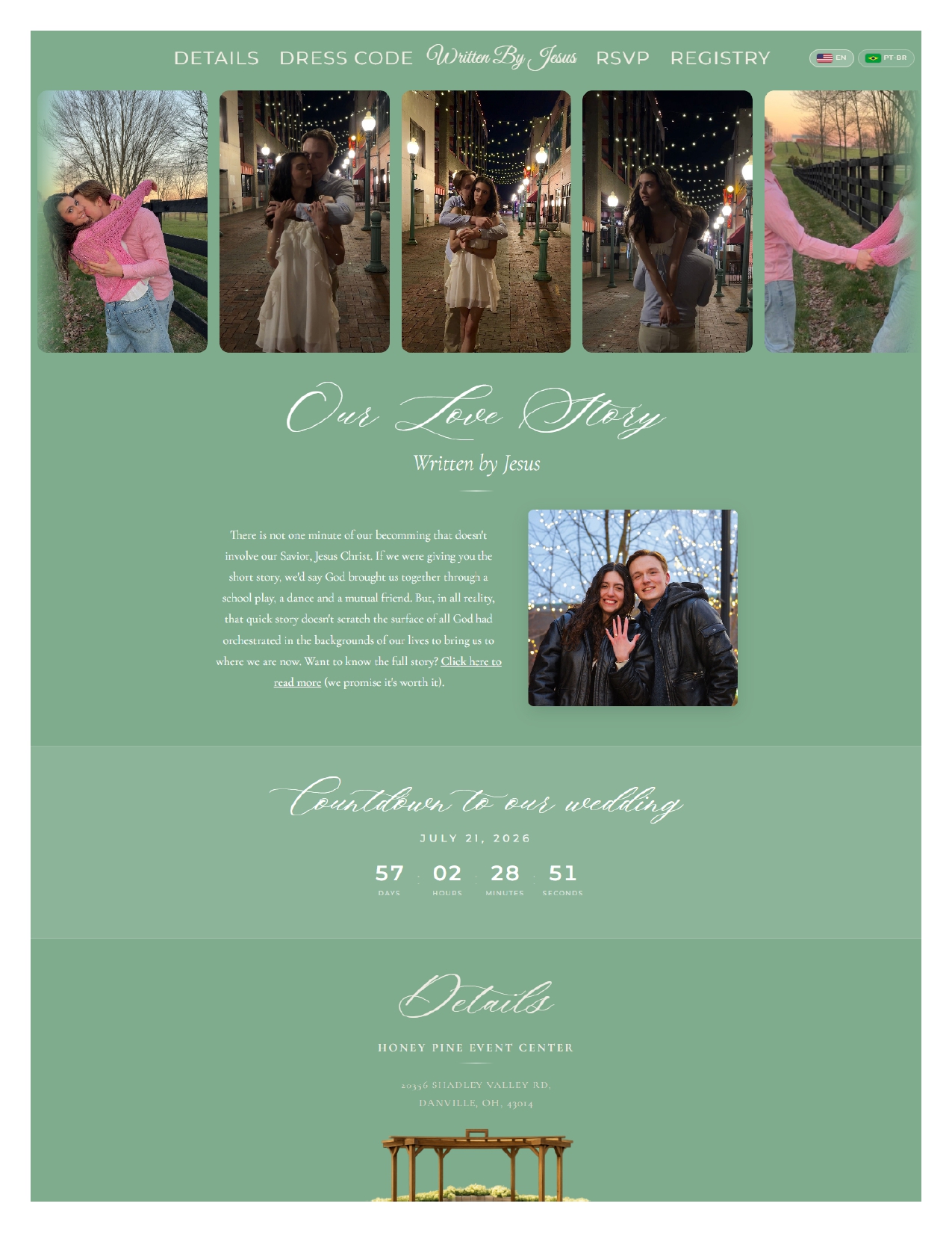 Wedding website — nossa história, RSVP e detalhes do casamento