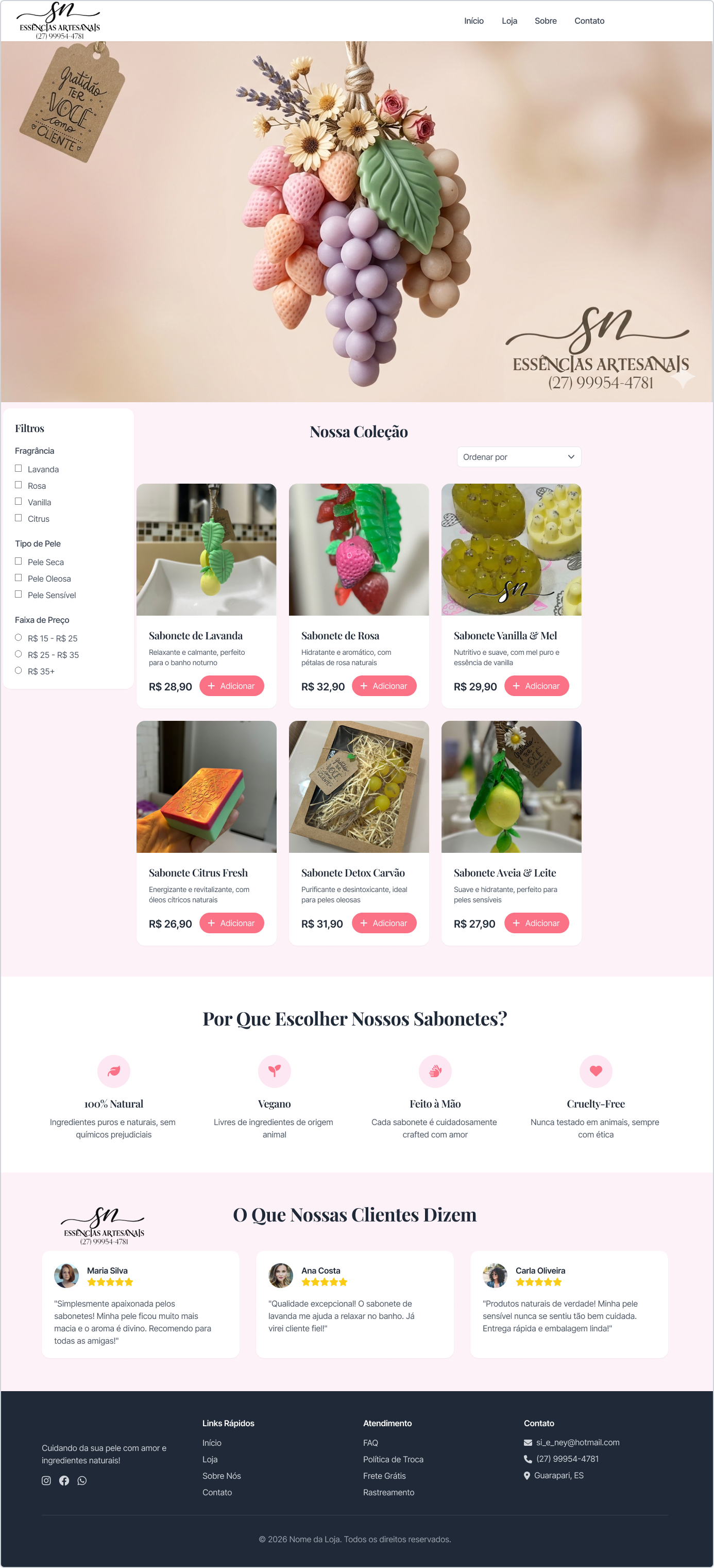 E-commerce Essências Artesanais — loja de sabonetes artesanais