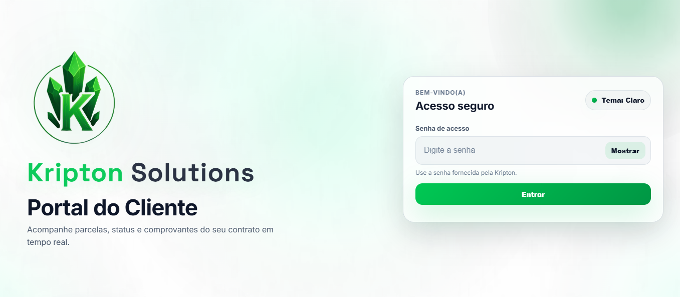 Portal do Cliente Kripton — acompanhamento financeiro